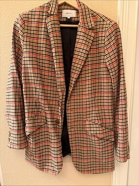 Current Elliot Blazer Sz 2 Plaid Houndstooth Brown Black Soft Jacket Date Career